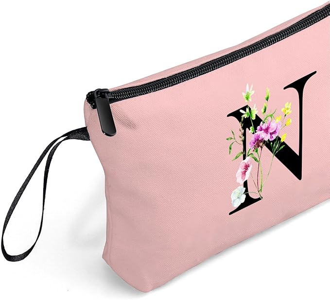 SEAMOON Appreciation Initial Monogram Gifts for Sisters from Sister Employees Team Bride Womens Unique Mom Personalized Makeup Cosmetic Bag with Mirror Mothers Day Christmas Graduation N