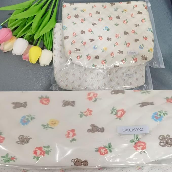 Cosmetic Bags for Women Makeup Bag Large Capacity Purse Travel Toiletry Zipper Storage Pouch Make up Brushes Organizer for Gifts (White, mini Bear)