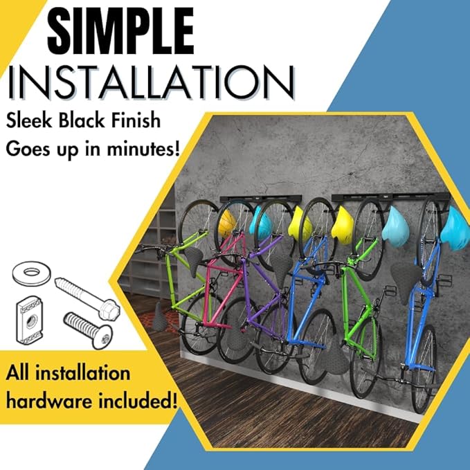 Koova Wall Mount Bike Rack | Steel Bike Mount | Adjustable Hangers | Easy Mount | USA Made