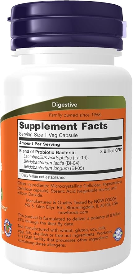 NOW Foods Acidophilus & Bifidus 8 Billion VCaps, 60 ct
