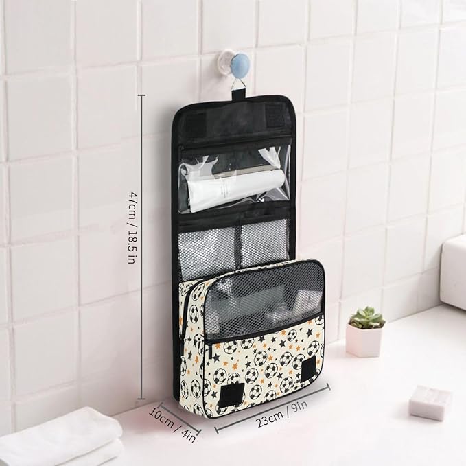 senya Hanging Travel Toiletry Bag Kit Boys Makeup Case Cosmetics Organizer for Men Women (Many Ball and Star)