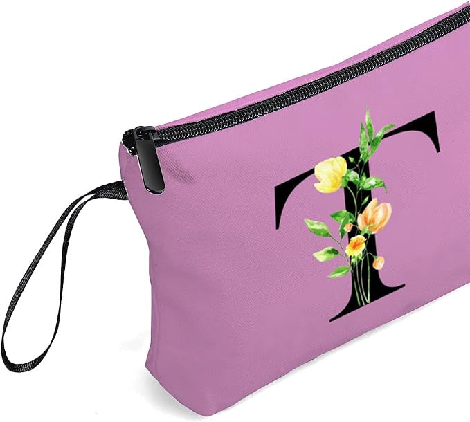 SEAMOON Women Birthday Unique Bride to be Bridal Shower Initial Gifts for Mom Sister Friend Her Teacher Aunt Makeup Cosmetic Bag with Mirror Mothers Day Christmas Graduation T