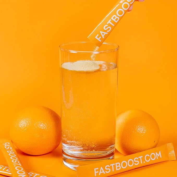 WonderSlim FAST BOOST Energy & Hydration Drink Mix, Orange, with Electrolytes, Vitamins B, C & E, Antioxidants, No Sugar (14ct)