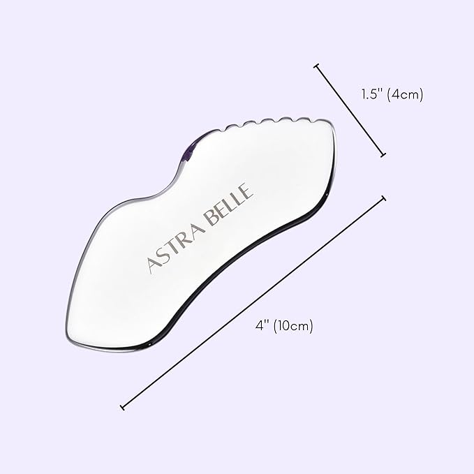 ASTRA BELLE Stainless Steel Gua Sha for Facial Skin Care Scraping Massage Tool with Comb Teeth | Facial Massage, Used for Face, Neck, and Around Lips with Travel Pouch or Case