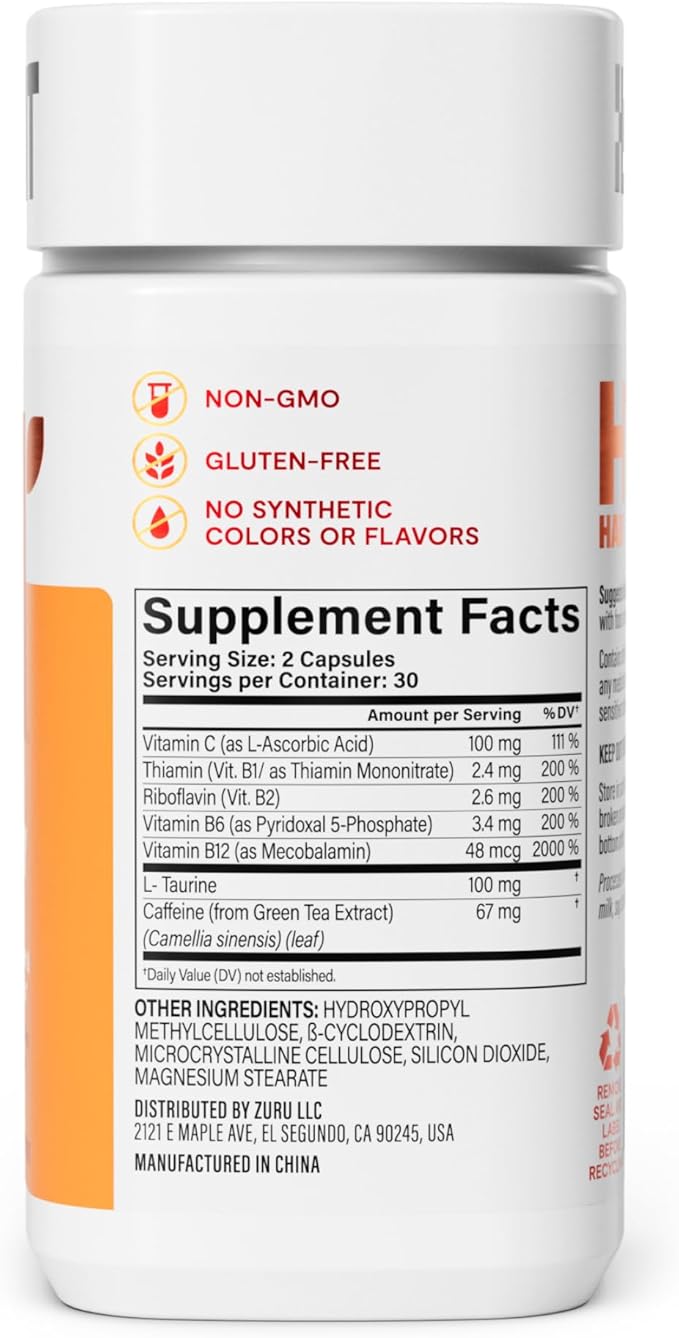 Habit Energy Supplement 2 Pack (120 Capsules) - New Look, Supports Energy, Mental Alertness and Focus, Natural Caffeine, Vitamins B & C, Green Tea Extract, Vegan, Non-GMO