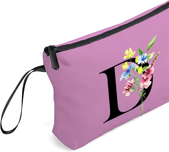 SEAMOON Women Birthday Maid of Honor Monogrammed Gifts for Bride Bridesmaid Sister Friend Her Teacher Makeup Cosmetic Bag with Mirror Mothers Day Christmas Graduation D