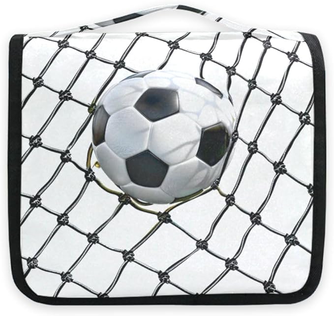 senya Hanging Travel Toiletry Bag Kit Boys Makeup Case Cosmetics Organizer for Men Women (Football)