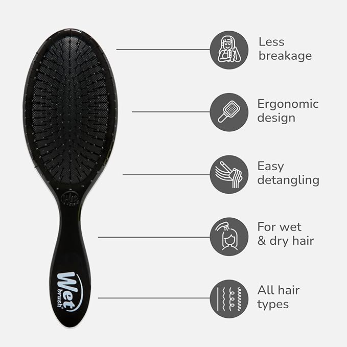 Wet Brush Original Detangler Hair Brush, Classic Black, Ultra-Soft IntelliFlex Bristles, Detangling Bristles Glide Through Tangles (Wet & Dry Hair), Women & Men