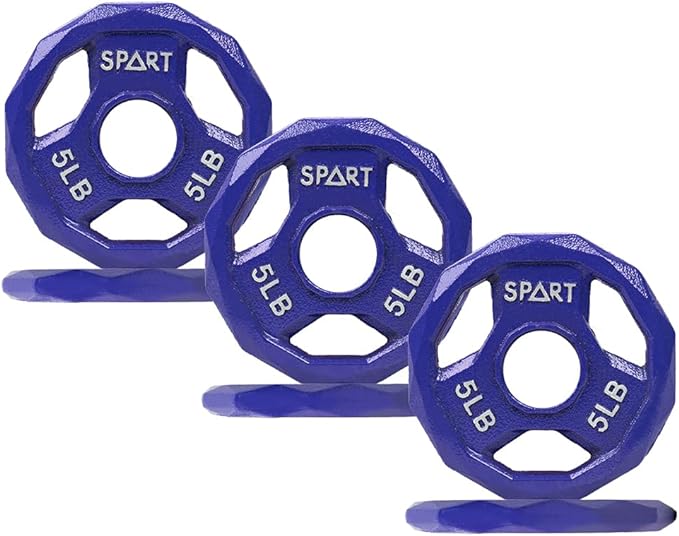 SPART Color Coded Weight Plate 2-Inch Cast Iron 2.5/5/10/15/25/35/45LB, Single/Pair/Set
