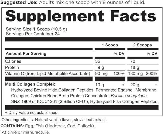 Ancient Nutrition Hydrolyzed Collagen Peptides Powder with Probiotics, Vanilla Multi Collagen Protein for Women and Men with Vitamin C, 24 Servings, Supports Skin and Nails, Gut Health, 8.9oz