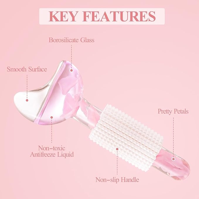Ice Globes - Tighten Skin and Reduce Puffiness, Facial Cold or Hot Skin Massagers, Enhance Circulation for Face (Pink)