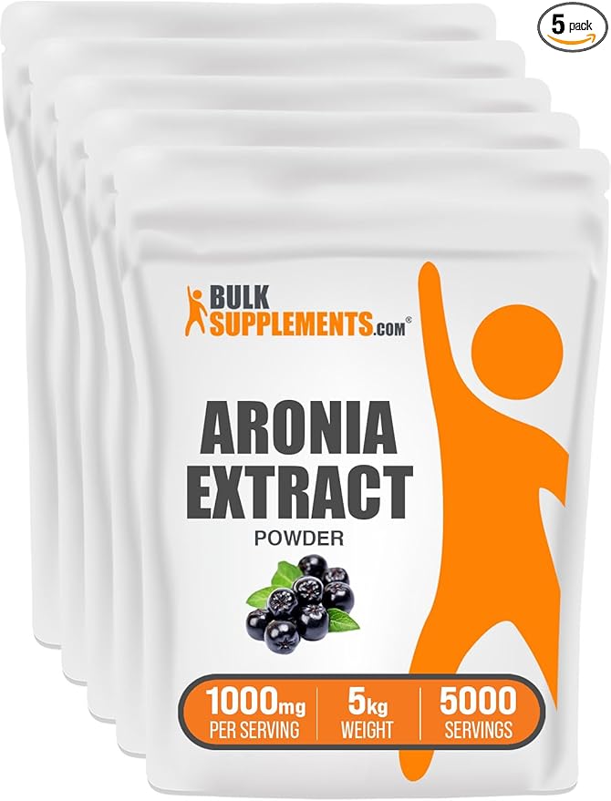 BulkSupplements.com Aronia Extract Powder - Aronia Berry Extract, Chokeberry Supplement, Sourced from Aronia Berry - Gluten Free, 1000mg per Serving, 5kg (11 lbs) (Pack of 5)