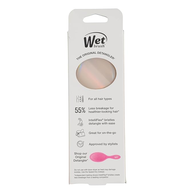 Wet Brush Mini Detangler Hair Brush, Cream (Iridescence Icon), Detangling Travel Hairbrush, Ultra-Soft IntelliFlex Bristles Glide Through Tangles with Ease, Pain-Free, All Hair Types, Limited Edition