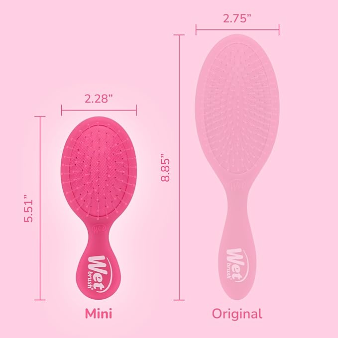 Wet Brush Mini Detangler Hair Brush, Pink Frost, Detangling Travel Hairbrush, Ultra-Soft IntelliFlex Bristles Glide Through Tangles with Ease, Pain-Free, All Hair Types
