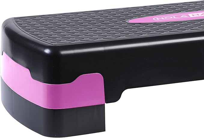 HolaHatha Compact Portable Aerobic Step Platform Exercise Fitness Equipment, Cardio Stepper with Adjustable Height for Home Gym