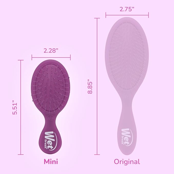 Wet Brush Mini Detangler Hair Brush, Purple Frost, Detangling Travel Hairbrush, Ultra-Soft IntelliFlex Bristles Glide Through Tangles with Ease, Pain-Free, All Hair Types