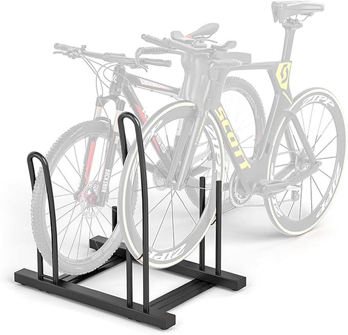 CXWXC 1-3 Bicycle Stand - Bike Floor Parking Stand for Garage/Home - Bike Storage Rack fit 26”-29” Mountain Road Bikes (for 2 bikes)