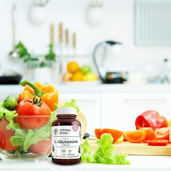 Natural Nutra L Glutamine, Helps to Promote Optimal Brain Functioning, Muscle Health and Boost Memory and Focus, 500 mg 50 Capsules