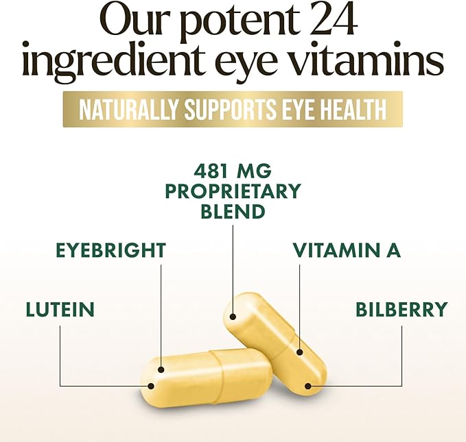 Nature's Peak Eye Vitamin & Mineral Supplement, Contains Zinc, Vitamins C, E, Lutein, & Zeaxanthin, Supports Eye Strain, Vision Health for Adults, Non-GMO, Vegan Eye Vitamins Supplement - 60 Capsules