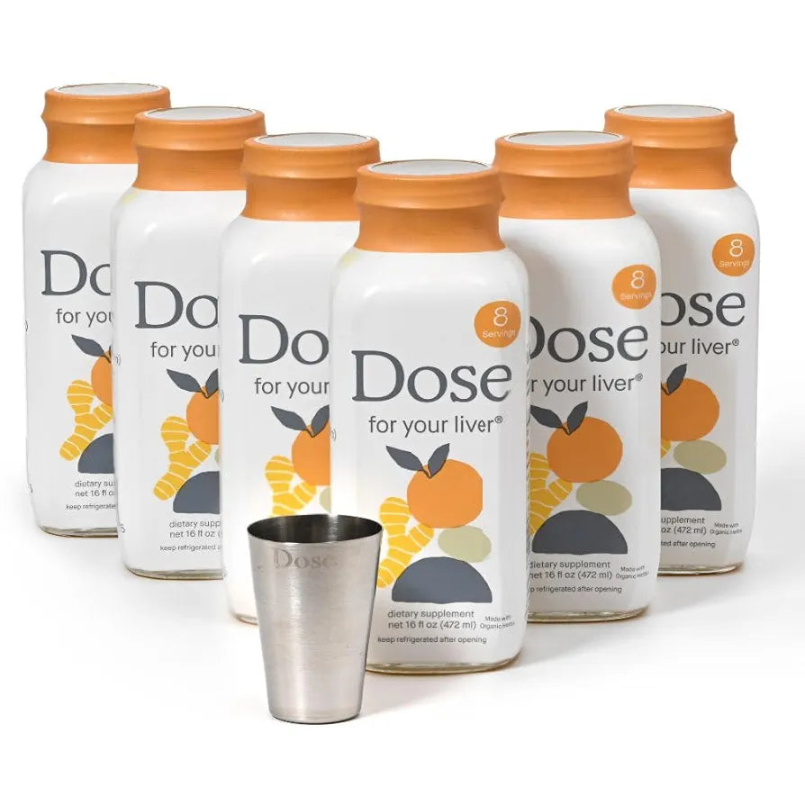 DOSE, for Your Liver Cleanse Detox & Repair, Organic Milk Thistle Supplement with Turmeric, Dandelion, Ginger, and Orange, Promotes Optimal Liver Function,16oz Bottle, 6 Pack (6 Week Supply)