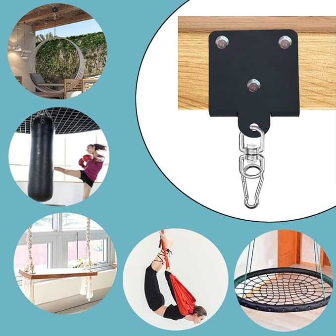 Heavy Punching Boxing Bag Hanger - Heavy Duty Bag Hanger Bracket,360° Rotation Wall Ceiling Mount Wood Beam Hook for Boxing Muay Thai Training,Aerial Yoga Swing & Hammock