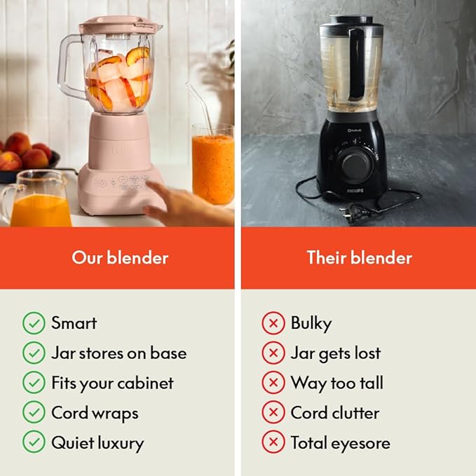 bella 10 Speed Countertop Blender, Juicer & Smoothie Maker, Fits-anywhere™ Kitchenware, Slim Flip & Store Design, Dishwasher Safe 48oz Capacity Pitcher & Lid, Stainless Steel Blade, 450 Watt, Blossom