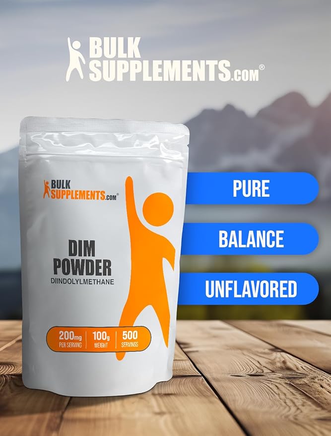 BulkSupplements.com DIM Powder - Diindolylmethane Powder, DIM Supplement for Men & Women - DIM 200mg, Gluten Free - 200mg per Serving, 100g (3.5 oz) (Pack of 1)
