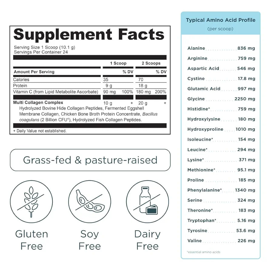 Ancient Nutrition Hydrolyzed Collagen Peptides Powder, Unflavored Multi Collagen Powder Packets for Women and Men with Vitamin C, 24 Servings, Supports Skin and Nails, Gut Health
