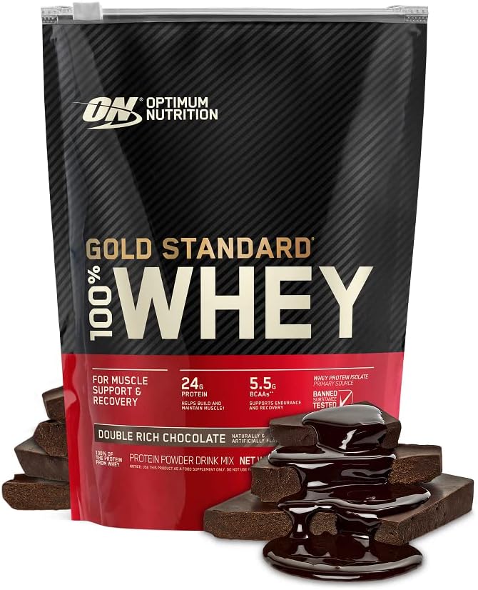 Optimum Nutrition Gold Standard 100% Whey Protein Powder, Double Rich Chocolate, 1 Pound