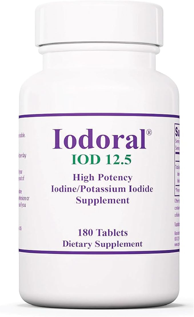 Optimox Iodoral 12.5 mg – Iodine Supplements for Thyroid Support, Potassium Iodide Tablets, Lugol Solution, Daily Vitamins and Minerals, High Potency Iodine Tablets – 180 Tablets 1-Pack