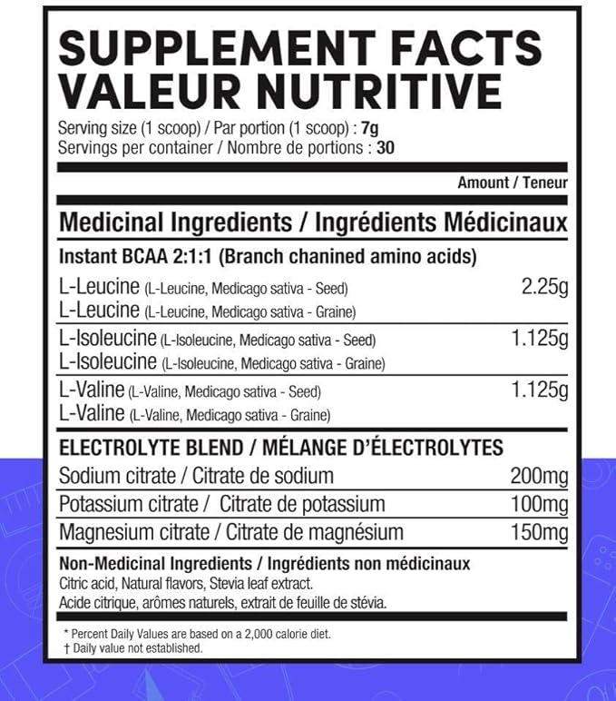 All Natural BCAA + Electrolytes - Vegan Post Workout Supplement - Potent Electrolyte Powder - Cherry Blaster - Sugar Free, Gluten Hydration for Muscle Recovery, Stamina - 210g
