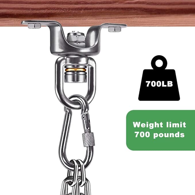 SELEWARE Heavy Duty Boxing Punching Bag Hanger, 360 Rotate Heavy Bag Hanger Bracket with Bearing and Carabiner, Wood Beam Holder for Boxing Muay Thai Training, 700lbs Capacity