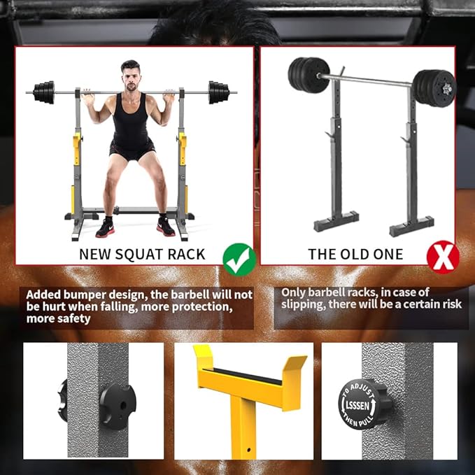 K KiNGKANG Adjustable Squat Rack,Multi-Function Barbell Rack for Weight Lifting and Home Gym Fitness Workout Portable Squat Bench Press,Load 690LBS