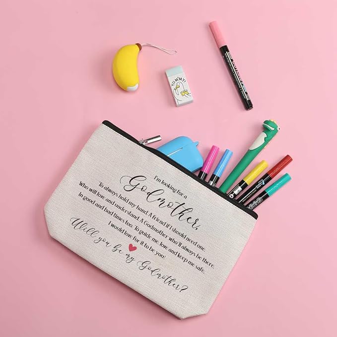 Godmother Proposal Gifts Will You be My Godmother to be Gift Godmother Makeup Bag Mothers Day Gifts from Godchild New Godmother Announcement Gift Cosmetic Bag for Best Friends Sister Bestie BFF