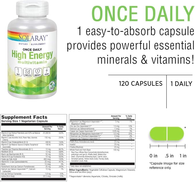 Once Daily High Energy Solaray 120 VegCaps Pack of 2