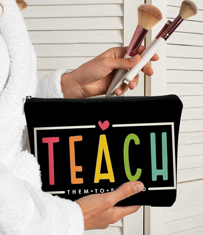 Teacher Makeup Bag,Teach Them to Be Kind Cosmetic Bag Gift for Women Girls,Birthday Christmas Appreciation Thank You Gifts for Teacher