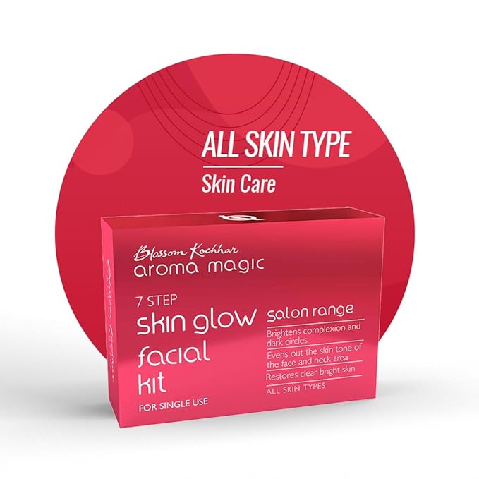 Skin Glow Facial Kit - Single Use | 7 Steps Skincare Set | Reduces Dark Circles | Gently Removes Dead Skin | Restores Clear & Radiant Skin