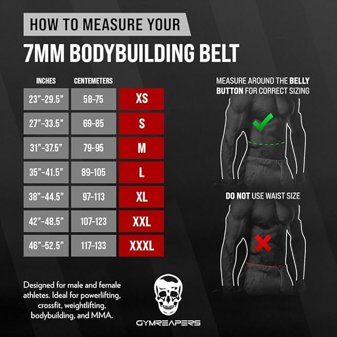 Gymreapers Weight Lifting Belt - 7MM Heavy Duty 4 Inches
