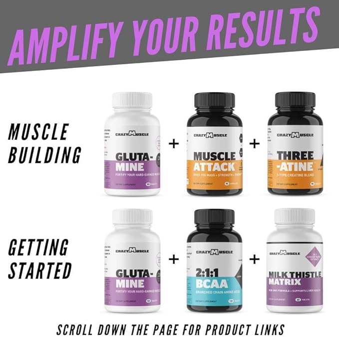 Crazy Muscle Keto Friendly L Glutamine Capsules 1000mg, Post Workout Supplement to Increase Recovery, Decrease Delayed Onset Muscle Soreness, Reinforce Strength Gains & Heal Leaky Gut (100 Pills)