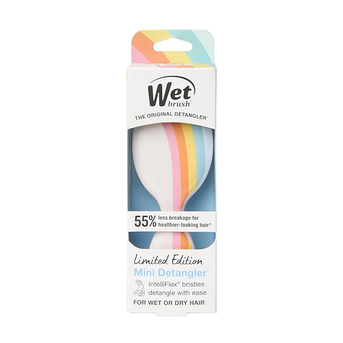 Wet Brush Mini Detangler Hair Brush, Rays (Sun Days), Detangling Travel Hairbrush, Ultra-Soft IntelliFlex Bristles Glide Through Tangles with Ease, Pain-Free, All Hair Types