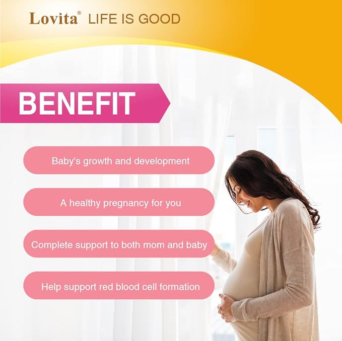 Lovita Prenatal Multivitamins - Comprehensive Support for Before, During, and Post-Pregnancy - 180 Vegetarian Tablets