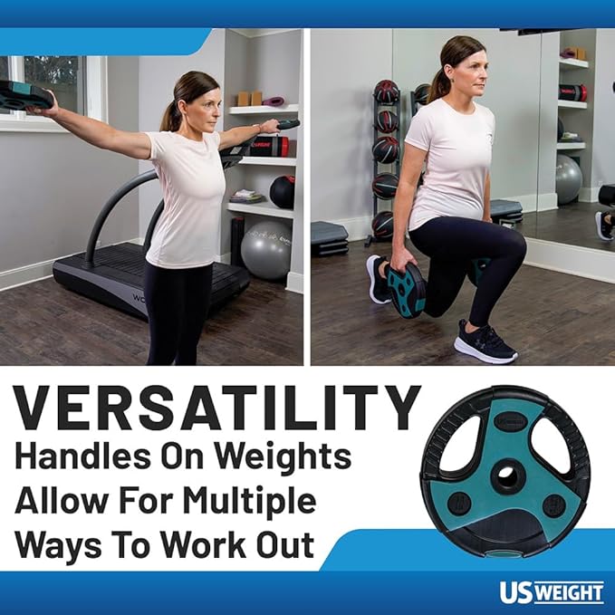 US Weight Barbell Weight Set for Home Gym with 55” padded Bar - Adjustable Weights for Exercise, Lifting, and to Build Muscle