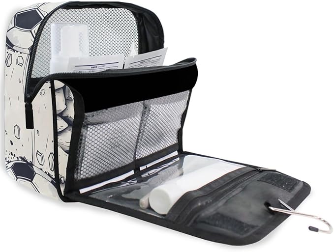 senya Hanging Travel Toiletry Bag Kit Boys Makeup Case Cosmetics Organizer for Men Women (Football Wall)
