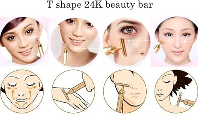 AnHua Beauty Massage 24K Golden Anti-Aging Pulse Skin Care Gold Facial Roller Massage