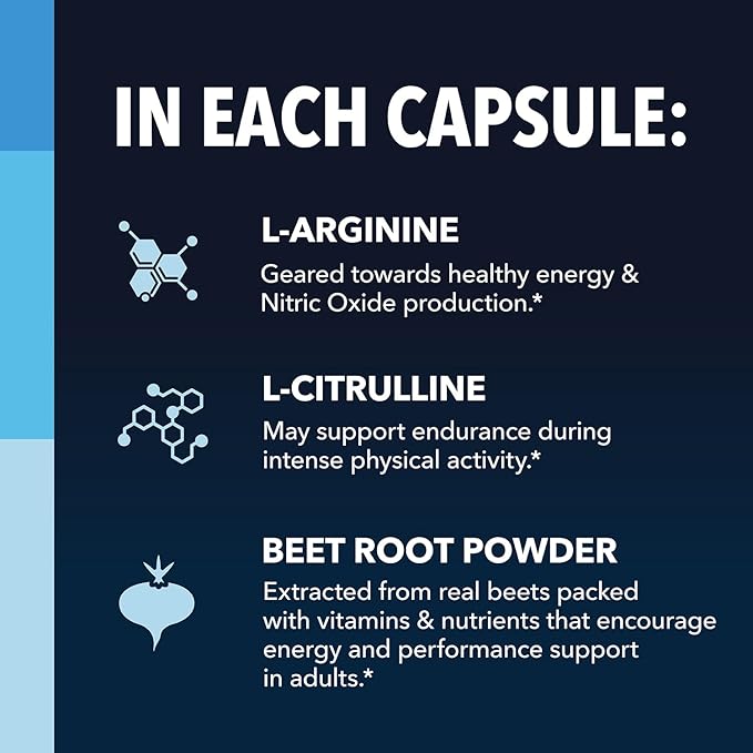 L-Arginine Capsules for Active Males - 120 Count, Non-GMO, 1200mg Blend of L Arginine and L Citrulline - Arginine Supplement for Enhanced Performance - L Arginine 1000mg for Muscle Support