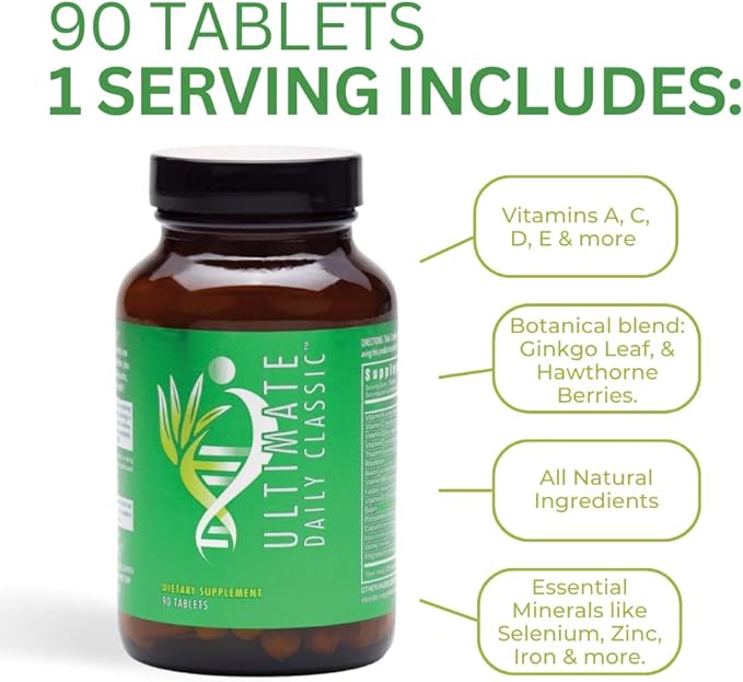 Youngevity Ultimate Daily Classic™ Tablets - Complete Vitamins, Minerals, Amino Acids, & Botanicals - Multivitamin for Women and Men - 90 Tablets
