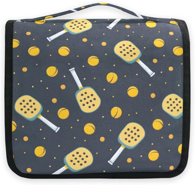 senya Hanging Travel Toiletry Bag Kit Boys Makeup Case Cosmetics Organizer for Men Women (Pickleball Game Seamless)