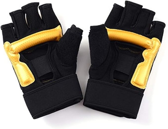 Taekwondo Kickboxing Punch Bag Gloves, Half Mitts WTF UFC MMA Training Boxing Sparring Grappling Martial Arts Muay Thai Wrist Wraps Support Gloves for Men Women Kids (Medium, Golden)