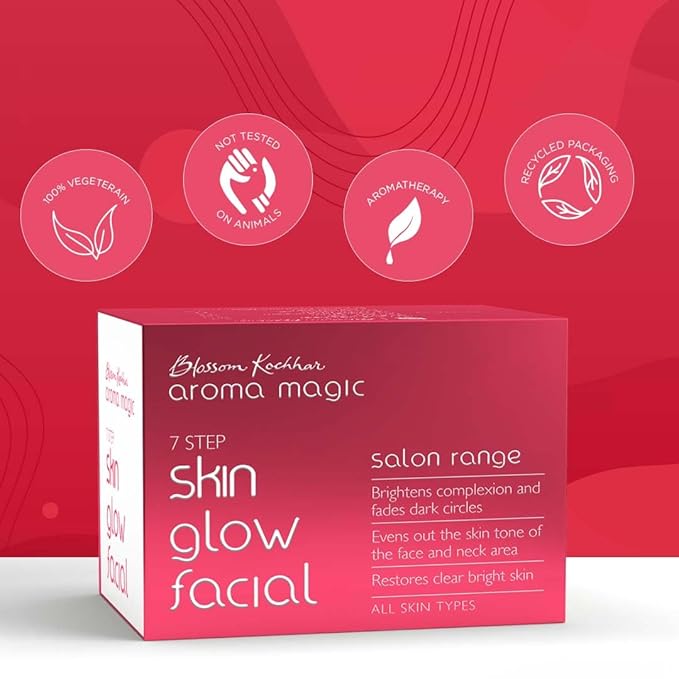 Skin Glow Facial Kit - Multi Use | 7 Steps Skincare Set | Reduces Dark Circles | Gently Removes Dead Skin | Restores Clear & Radiant Skin