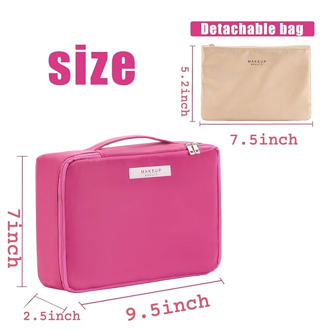 Travel Makeup Bag Cosmetic Bag Makeup Bag Toiletry bag for women and men (Rosy)